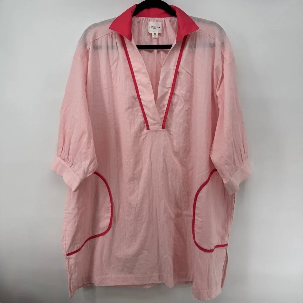 Pomander Place Pink Salt Lizzie Coverup Relexed Fit Gauzy Lightweight Size M - Picture 4 of 10